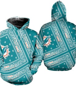 Miami Dolphins Zip Hoodie Limited Edition Bandana Skull - Perfect For Diehard Fans