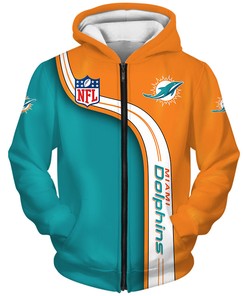 Miami Dolphins Zip Up Hoodie 3D Highway Letter - Perfect Gift For Fans