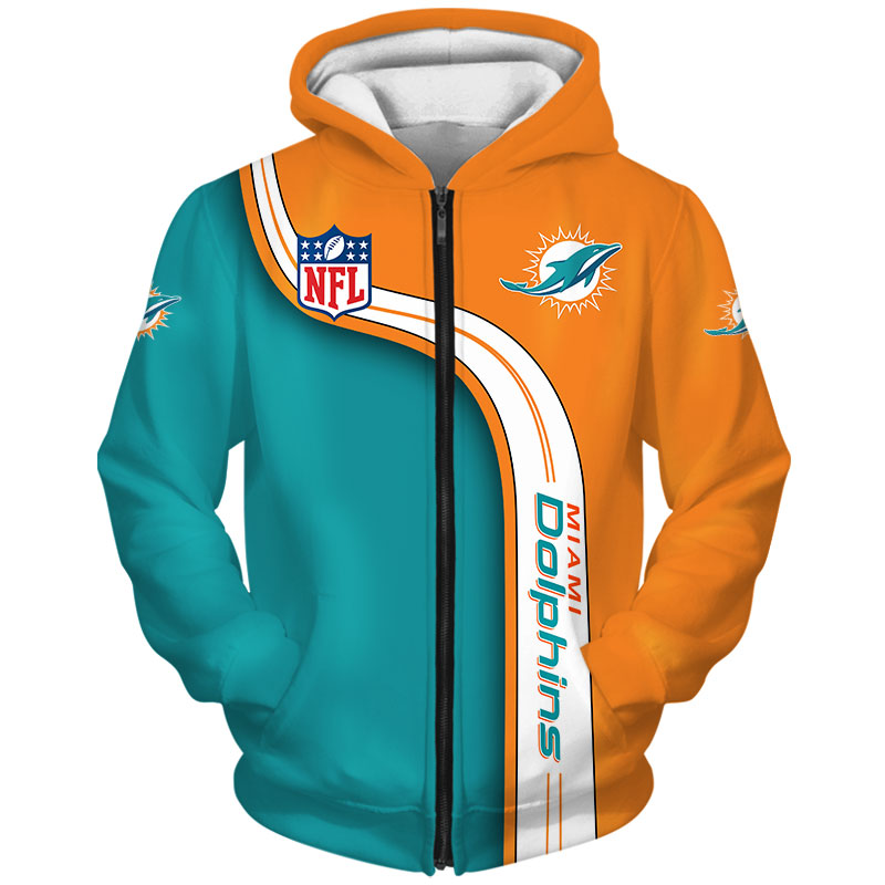 Miami Dolphins Zip Up Hoodie 3D Highway Letter - Perfect Gift For Fans