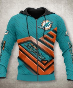 Miami Dolphins Zip Up Hoodie 3D No 1 - Perfect Gift For Fans
