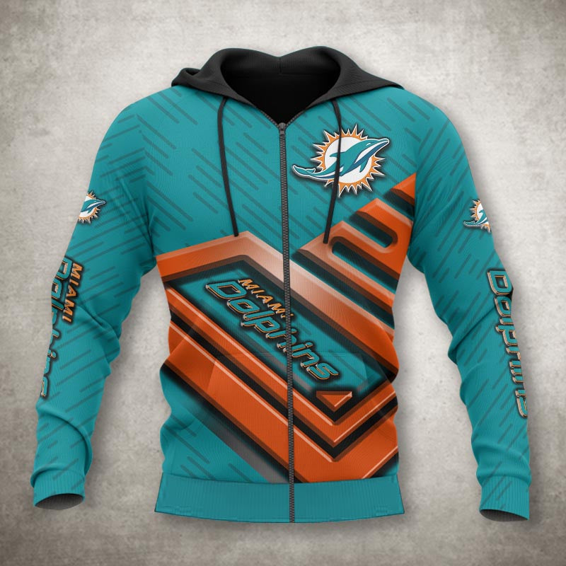 Miami Dolphins Zip Up Hoodie 3D No 1 - Perfect Gift For Fans