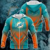 Miami Dolphins Zipper Hoodie 3D Print - Perfect Gift For Diehard Fans