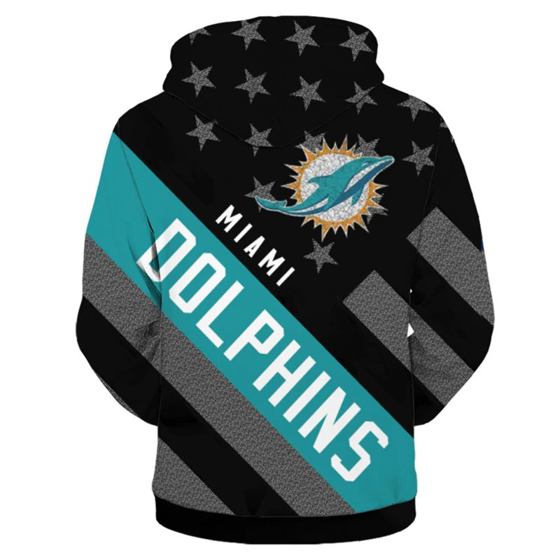 Miami Dolphins Zipper Hoodie 3D Striped Banner - Perfect Gift For Fans