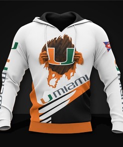 Miami Hurricanes All Over Print 3D Hoodie-Zip Hoodie For Fans