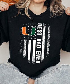Miami Hurricanes American Flag Father's Day Shirt Fan Gift