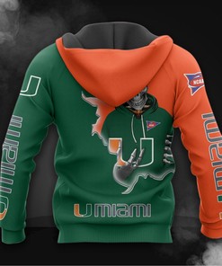 Miami Hurricanes Skull Hoodie All Over Print 3D - Perfect For Hardcore Fans
