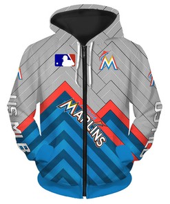 Miami Marlins All Over Print 3D Baseball Hoodie-Zip Hoodie For Fans