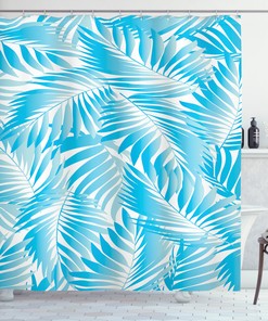 Miami Style Aquatic Palm Leaves Beach Decor Shower Curtain for an Oceanic Bathroom Look