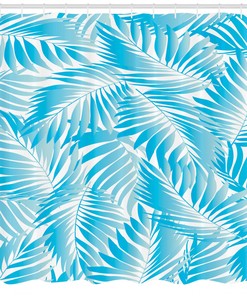 Miami Style Aquatic Palm Leaves Beach Decor Shower Curtain for an Oceanic Bathroom Look
