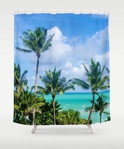 Miami Style Palm Trees Beach Shower Curtain for a Tropical Bathroom Getaway
