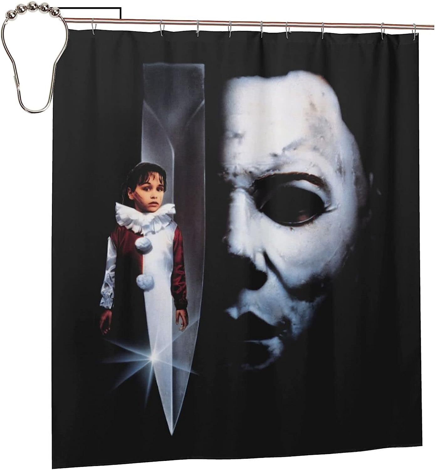 Michael Halloween Myers Print Shower CurtainHorror Movie Bathroom Decor for Halloween