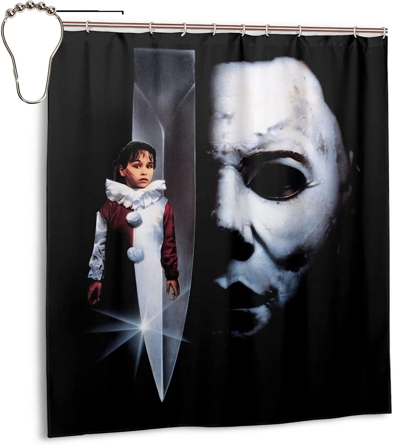 Michael Halloween Myers Print Shower CurtainHorror Movie Bathroom Decor for Halloween