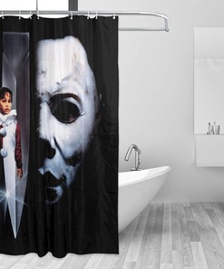 Michael Halloween Myers Print Shower CurtainHorror Movie Bathroom Decor for Halloween