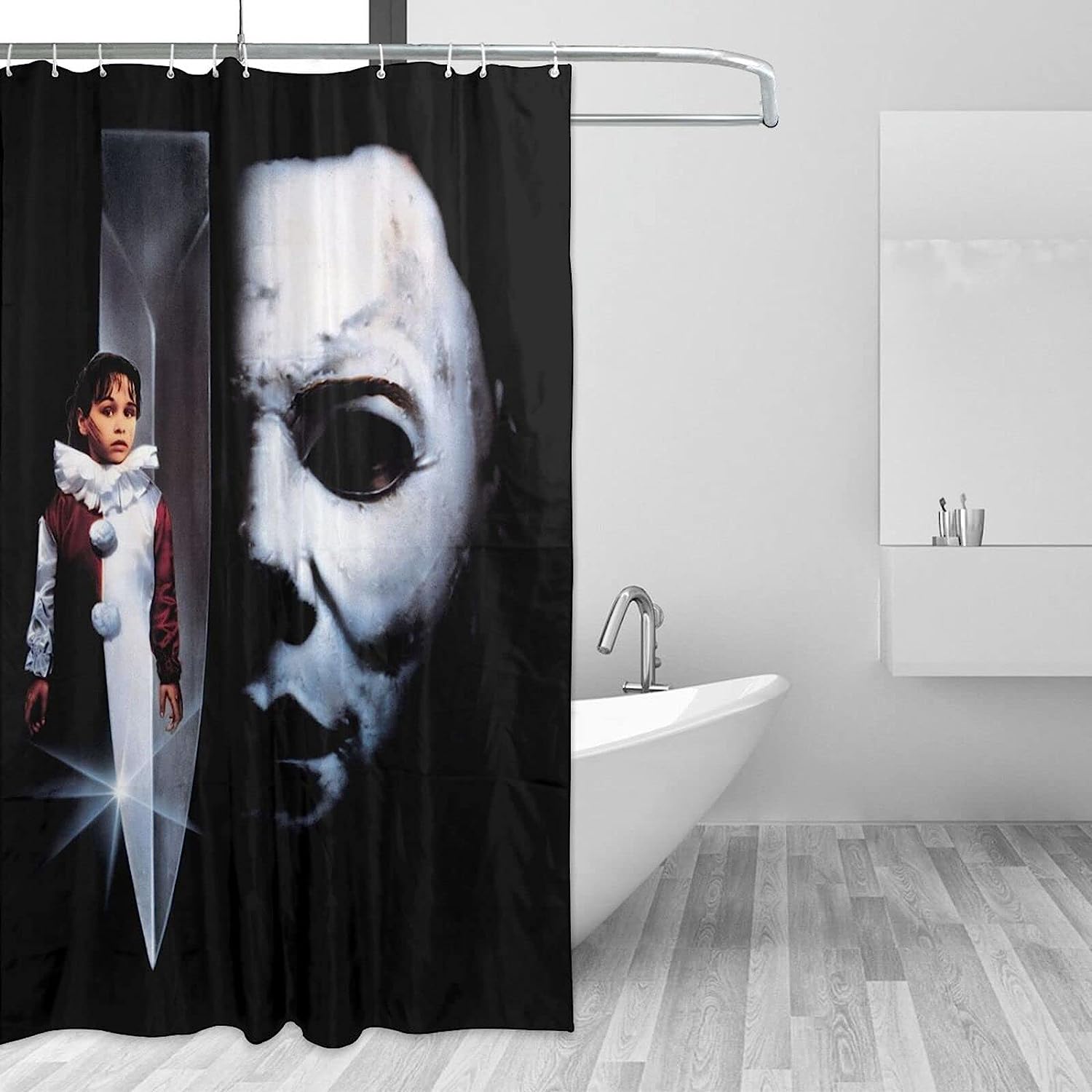 Michael Halloween Myers Print Shower CurtainHorror Movie Bathroom Decor for Halloween