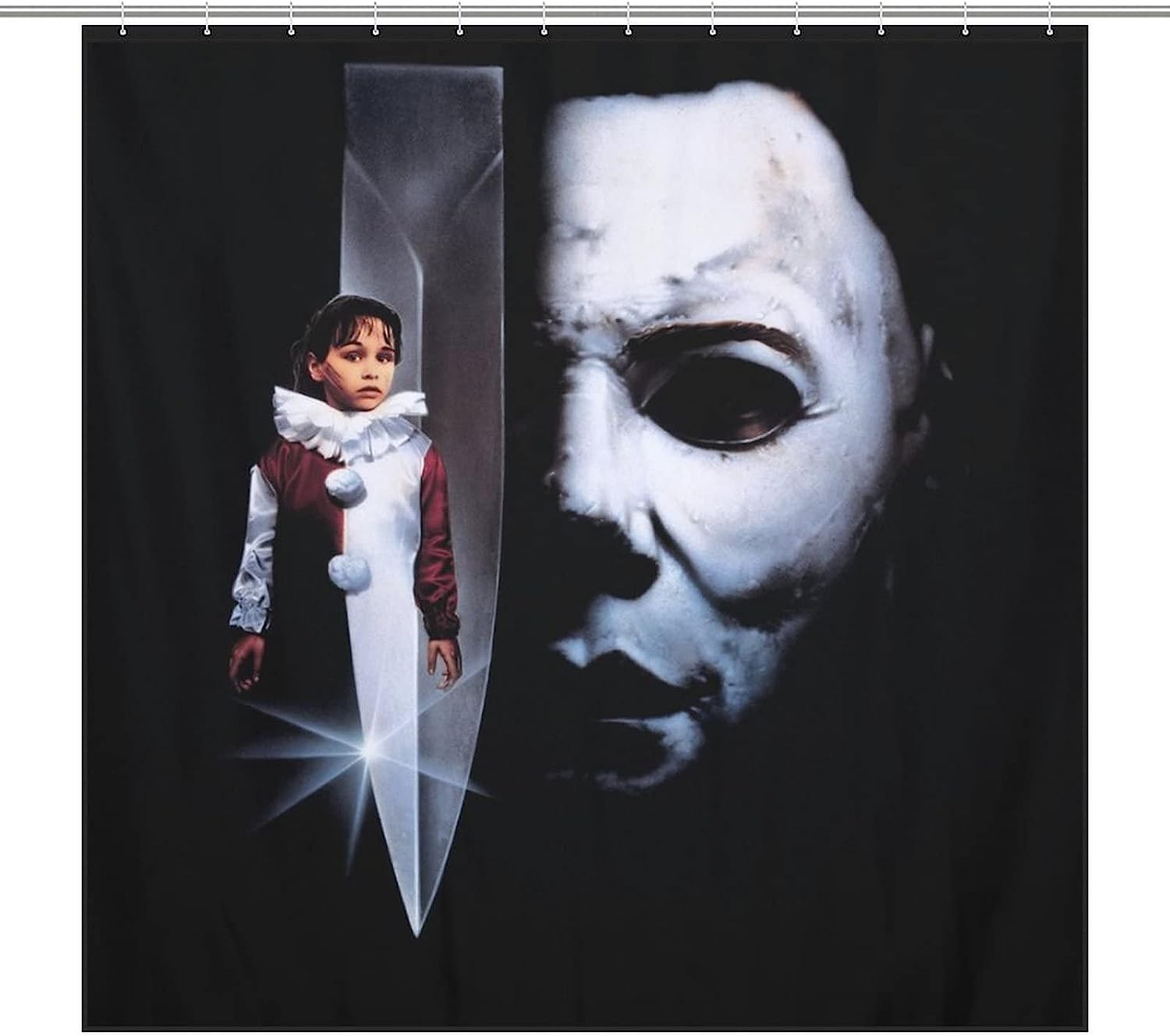 Michael Halloween Myers Print Shower CurtainScary Horror Bathroom Decor for Halloween