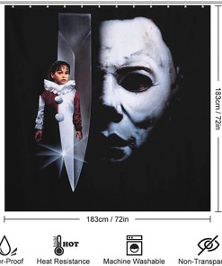 Michael Halloween Myers Print Shower CurtainScary Horror Bathroom Decor for Halloween