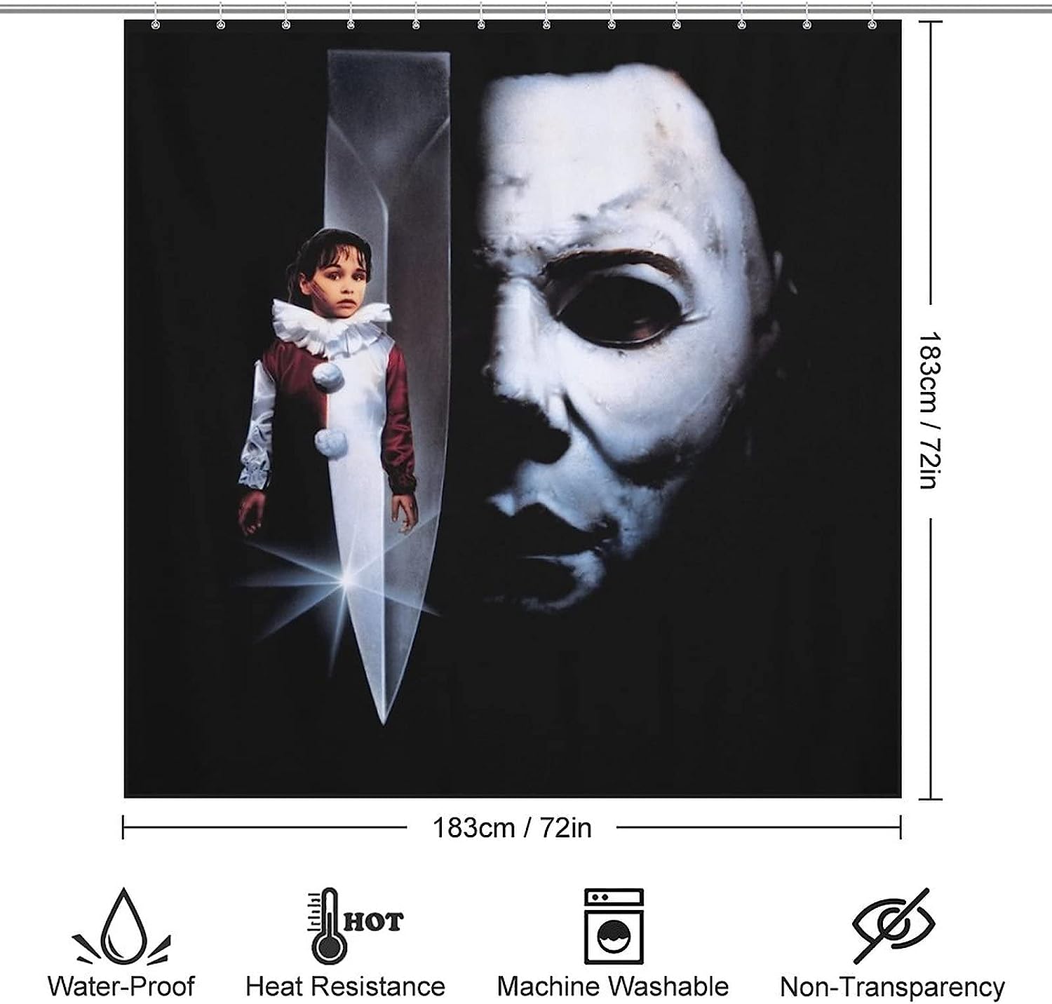 Michael Halloween Myers Print Shower CurtainScary Horror Bathroom Decor for Halloween