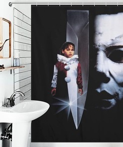 Michael Halloween Myers Print Shower CurtainScary Horror Bathroom Decor for Halloween