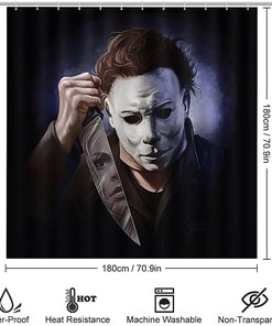 Michael Horror Myers Print Shower CurtainScary Bathroom Decor for Horror Fans