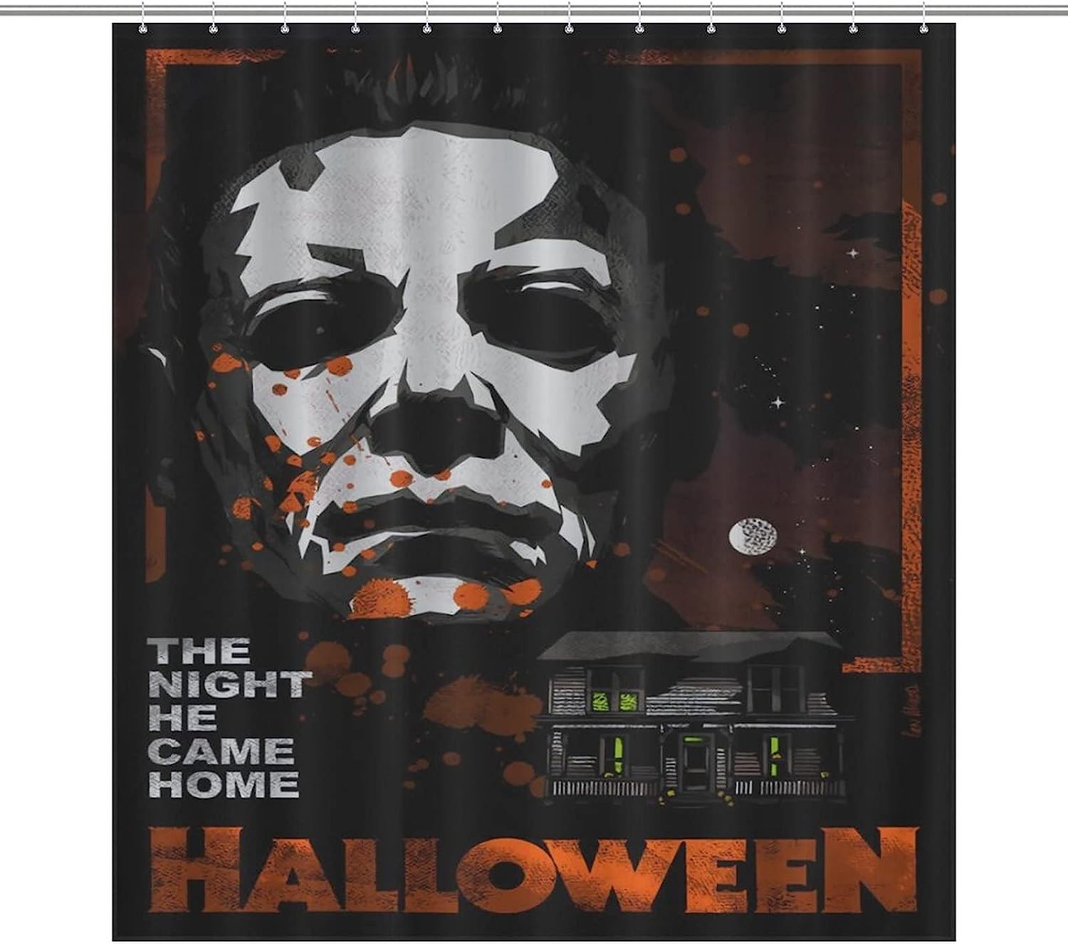 Michael Myers Halloween Heat Transfer Fun Pattern Shower Curtain For Bathtub - Spooky Bathroom Decor