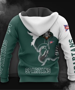 Michigan State Spartans Skull Hoodie All Over Print 3D - Perfect For Fans