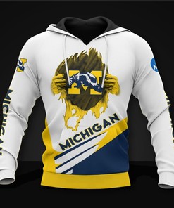 Michigan Wolverines Basketball All Over Print 3D Hoodie-Zip Hoodie For Fans