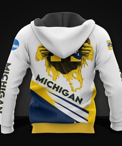 Michigan Wolverines Basketball All Over Print 3D Hoodie-Zip Hoodie For Fans