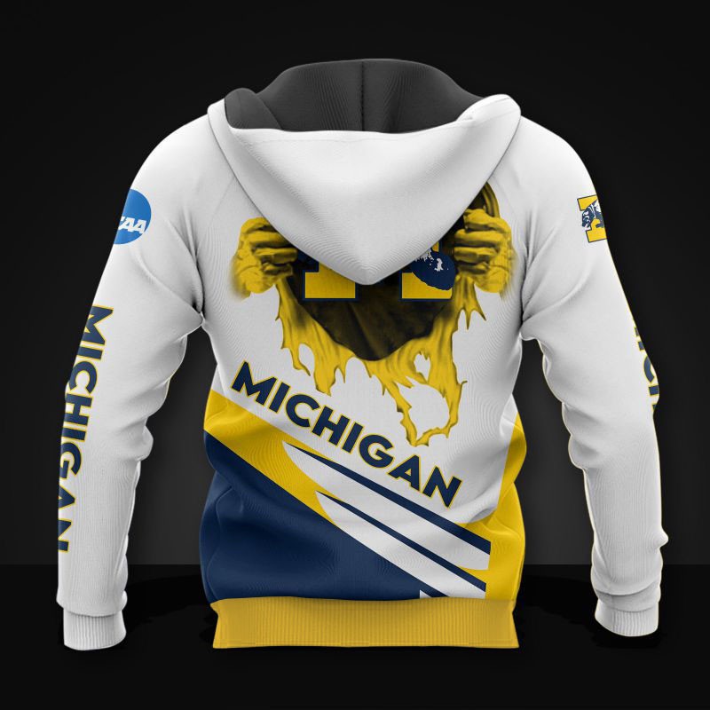 Michigan Wolverines Basketball All Over Print 3D Hoodie-Zip Hoodie For Fans