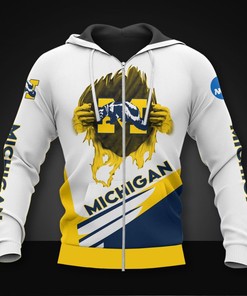 Michigan Wolverines Basketball All Over Print 3D Hoodie-Zip Hoodie For Fans