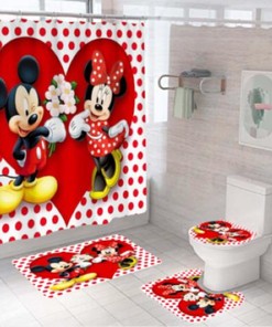 Mickey And Minnie Waterproof Shower Curtain For Happy Home Bathroom