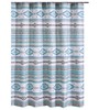 Microfiber Blue Southwest Design Kiev Shower Curtain with Button Holes- Waterproof and Unique Bathroom Décor
