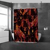 Mid Century Abstract Bohemia Arch Shower Curtain with Sun and Palm Leaf Design