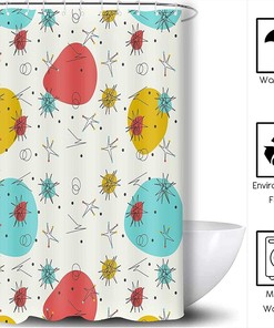 Mid Century Abstract Geometric Shower Curtain Design for Modern Bathroom Decor