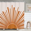 Mid Century Abstract Minimalist Retro Sunrise Sunburst Boho Sun Bathroom Shower Curtain for a Chic and Trendy Bathroom