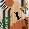 Mid Century Abstract Shower Curtain - Boho Modern Geometric Striped Sun Cat Fabric Bathroom Decor 