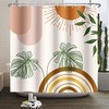 Mid Century Abstract Shower Curtain, Remandacy Boho Green Palm Leaf Bathroom Decor