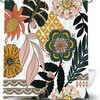 Mid Century Abstract Tropical Leaves Leaf Shower Curtain With Flower Prints