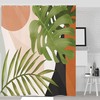 Mid Century Boho Shower Curtain with Tropical Leaf Palm Plant Patterns for Natural Bathroom Decor