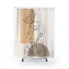 Mid Century Geometric Line Art Print Shower Curtain For Modern Bathroom Decor