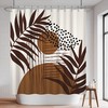 Mid Century Modern Abstract Boho Brown Waffle Shower Curtain For Bathroom
