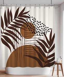 Mid Century Modern Abstract Boho Brown Waffle Shower Curtain For Bathroom