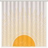 Mid Century Modern Boho Sun Shower Curtain, Vintage Sunrise Sunset Print, Abstract Minimalist Waterproof Fabric
