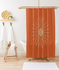Mid Century Modern Burnt Orange Abstract Shower Curtain