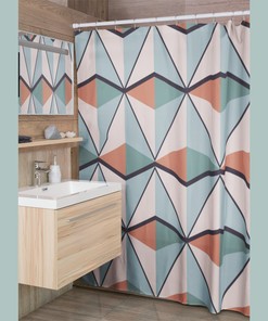 Mid Century Modern Geometric Pattern Shower Curtain for Bathroom - Retro Accessory for Home Decor