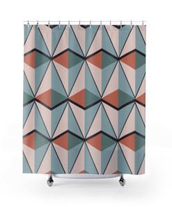 Mid Century Modern Geometric Pattern Shower Curtain for Bathroom - Retro Accessory for Home Decor