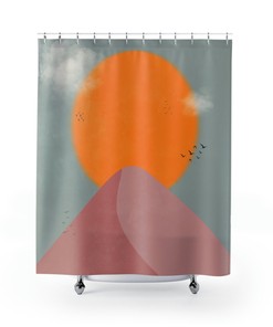 Mid Century Modern Shower Curtain with Chic Geometric Design for a Simple and Elegant Bathroom Look