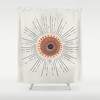 Mid Century Modern Terracotta Art Sun & Moon Shower Curtain for a Neutral Bathroom