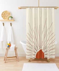 Mid Century Modern Terracotta Sun Abstract Shower Curtain