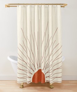 Mid Century Modern Terracotta Sun Abstract Shower Curtain