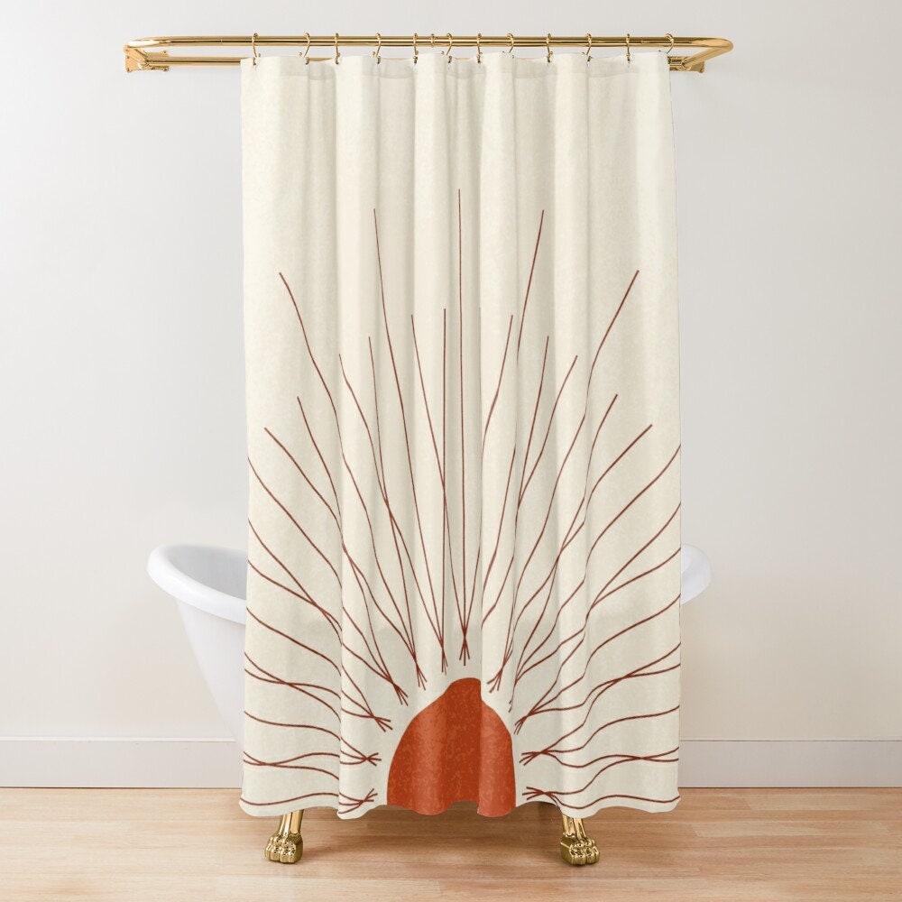 Mid Century Modern Terracotta Sun Abstract Shower Curtain